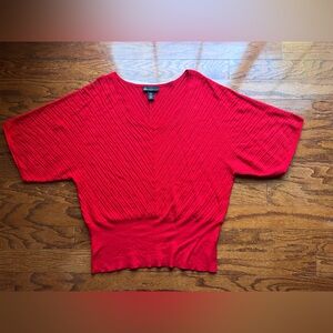 Lane Bryant Red V-Neck Ribbed Blouse